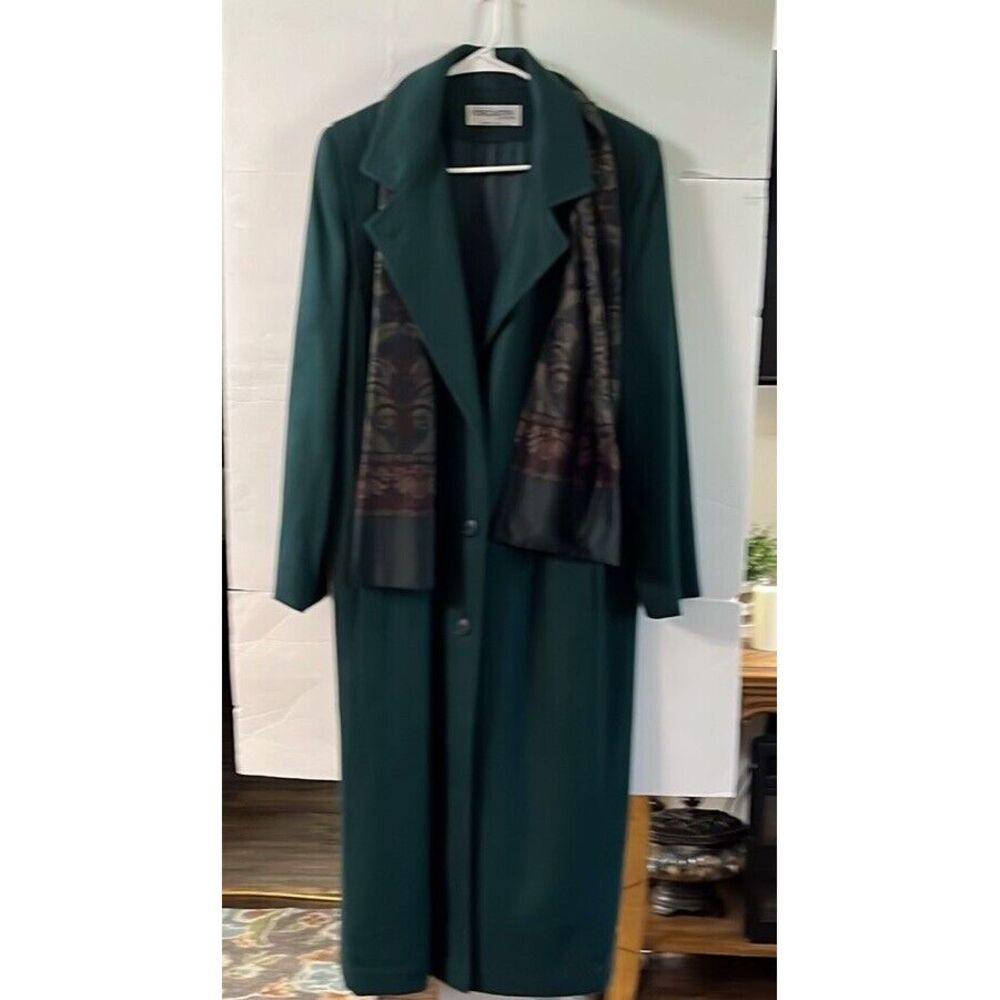 Forecaster Of Boston Vintage Overcoat Size 8 Green W/scarf 100% Wool
